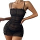 thumbnail image 1 of Gibobby Conjuntos de Lencería Vestido de malla transparente con ribete de volantes fruncidos para mujer con pantalones de Tanga Mini vestido informal con tapa transparente (Negro, XXXL), 1 of 5