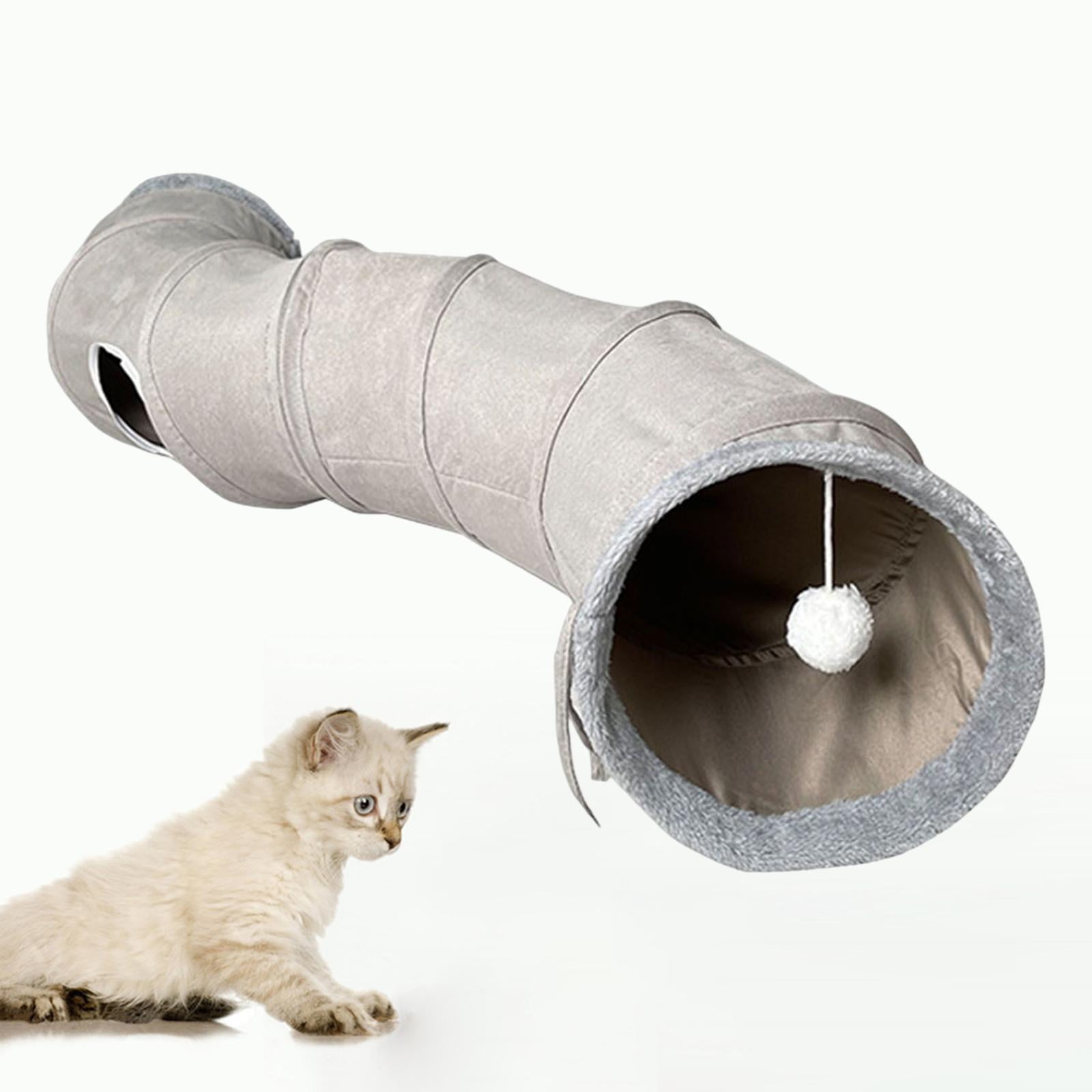 Foldable Tunnel for Indoor Cats Puppy Interactive S Shaped Pet Tunnel Kitten Suede Fabric 10.63 Inches in Diameter Tube Play Toy