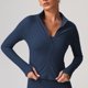 thumbnail image 1 of Chaquetas y abrigos casuales sin capucha de manga larga para mujer, moda femenina, de manga larga, lisas, con cremallera, cuello alto, ropa deportiva para exteriores, chaqueta, blusa, blusa de poliést, 1 of 5