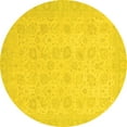 thumbnail image 1 of Ahgly Company Machine Washable Indoor Round Abstract Yellow Modern Area Rugs, 3' Round, 1 of 4