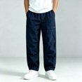 thumbnail image 2 of YUANxueke Boys Fleece Cargo Pants Elastic Waist Outdoor Hiking Sweatpants with Pockets,Navy,Sizes 3-15, 2 of 5