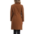 thumbnail image 3 of Abrigo de invierno INSPIRE CHIC para mujer, con solapa de muesca, abrigo de longitud media, de un solo botón, tipo pea, color marrón, 3 of 5