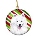thumbnail image 1 of American Eskimo Candy Cane Holiday Christmas Ceramic Ornament, 1 of 1