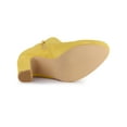thumbnail image 3 of BLISSFUL STEP Women's Round Toe Platform Block Heels Ankle Booties Yellow 9, 3 of 7