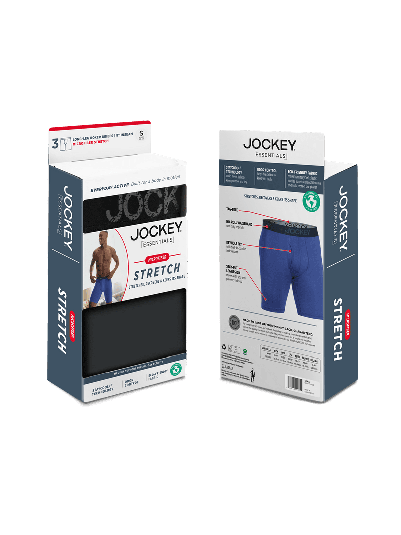 Jockey Men's Modal Boxer Briefs 3-Pack - Soft Stretch Long Leg Boxers, Medium (32-34)