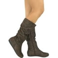 thumbnail image 4 of Forever Women Flat Heel Slouchy Mid-Calf Basic Light Weight Boots Side Zipper SELENA-24 Dark Brown PU 6, 4 of 4