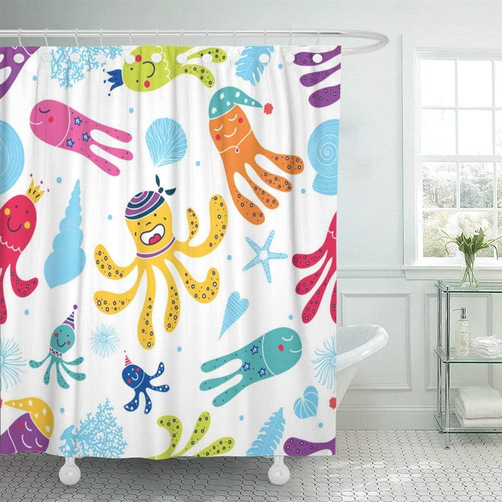 BPBOP Blue Baby Cute Octopuses Have Fun in the Sea Colorful Coral