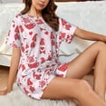 thumbnail image 4 of Susaid Valentine Gnomes Print Women's Pajama Set, Button-Up Sleepwear with Elastic Waist Shorts, Perfect for Lounging, Yoga, Beach, and Casual Wear-Large, 4 of 7