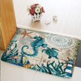 thumbnail image 3 of Blue Seahorse Sea Turtle Bath Mat Green Marine Life Bathroom Rugs Vintage Nautical Map Starfish Coral Reef Ocean Beach Soft Absorbent Flannel Shower Floor Carpet Non-Slip Backing 16x24 Inch, 3 of 4
