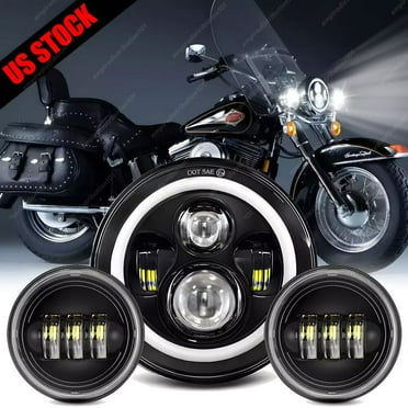 For Harley Davidson Heritage Softail Classic 7" LED Headlight  Fog Passing Light