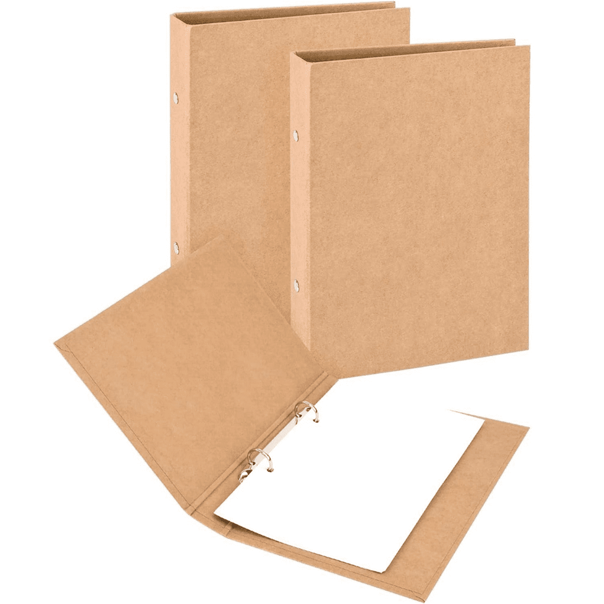 6Pcs A5 Refillable Ring Binder,A5 Kraft Paper Binder Tray with 2 Rings to Add Loose Sheets,A5 Kraft Paper Folders