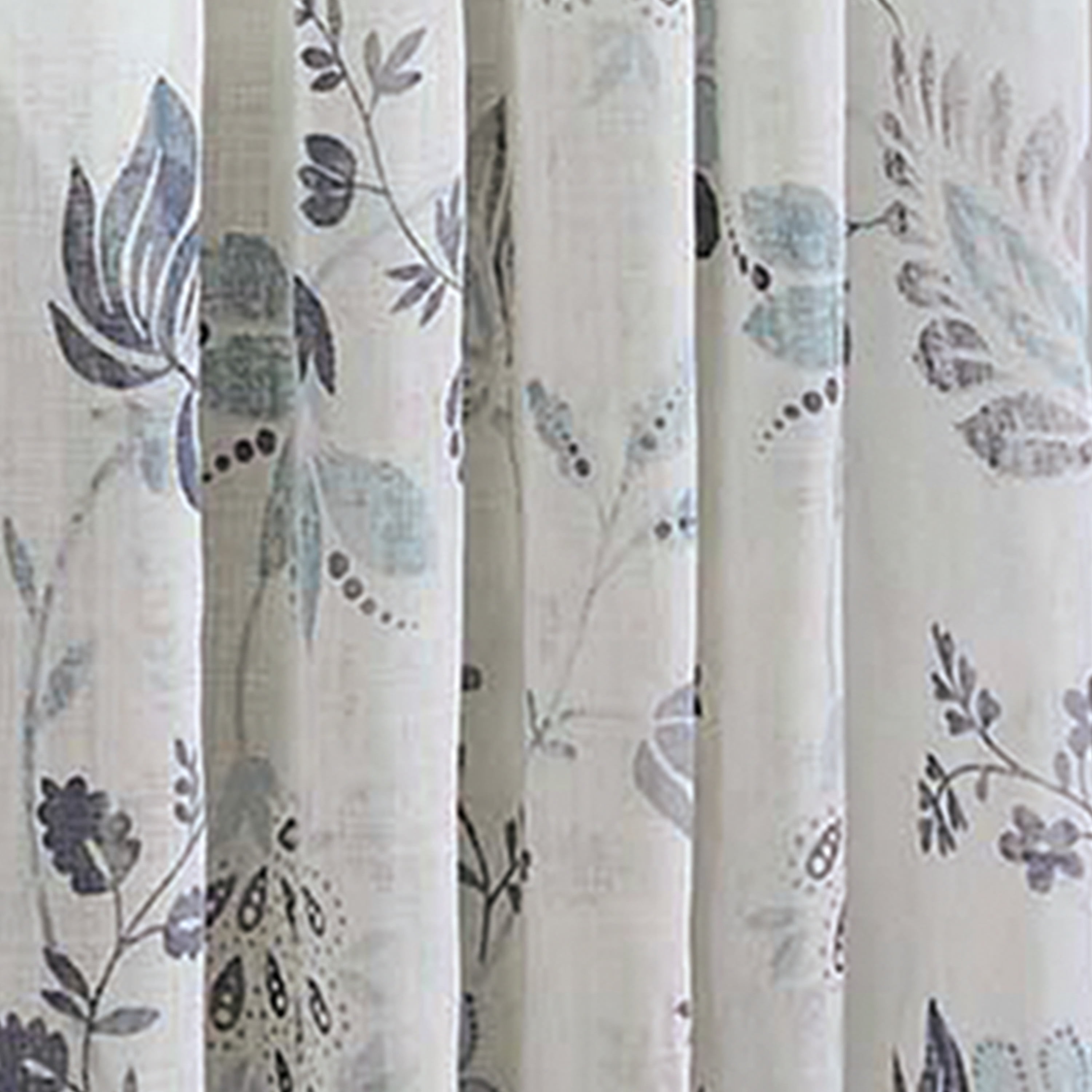 Mainstays Blue Floral 100% Cotton Indoor Sheer Rod Pocket Single Curtain Panel , Light Blue, 50" W x 63"L