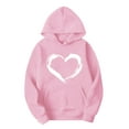 thumbnail image 4 of VBTAPA Womens Sweatsuits 2 Piece Set Love Heart Print Pullover Hoodies and Jogger Pants Sets Lounge Jogger Sets Casual Track Suits Pink#2 XXL, 4 of 5