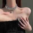 thumbnail image 3 of Rhinestone Choker Necklace Silver Diamond Pearl Necklaces Sparkly Crystal Necklace Chain Bridal Wedding Jewerly Party Prom Accessories for Women and G, 3 of 5