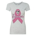 thumbnail image 2 of Wild Bobby Pink I'm A Breast Cancer Survivor Breast Cancer Awareness Women Slim Fit Junior Tee, Heather Grey, Large, 2 of 6