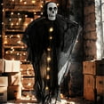 thumbnail image 4 of Halloween Decoration with Hanging Ghosts and Terrifying Decorations-Halloween Decorations-Halloween Skeleton 35X24 Inch Scary Light Up Halloween Animatronics with Hangable Creepy Skeleton, 4 of 7