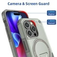 thumbnail image 3 of SaniMore for iPhone 15 Pro Max Case with Tempered Glass Screen Protector Magnetic Plate [Wireless Charging] Rotating Kickstand PC TPU Shockproof Military Drop Resistant Stand Shell, Grey, 3 of 7