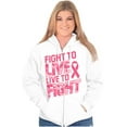 thumbnail image 3 of Fight to Live Breast Cancer Womens Plus Size Graphic Zipper Hoodie Brisco Brands 3X, 3 of 5