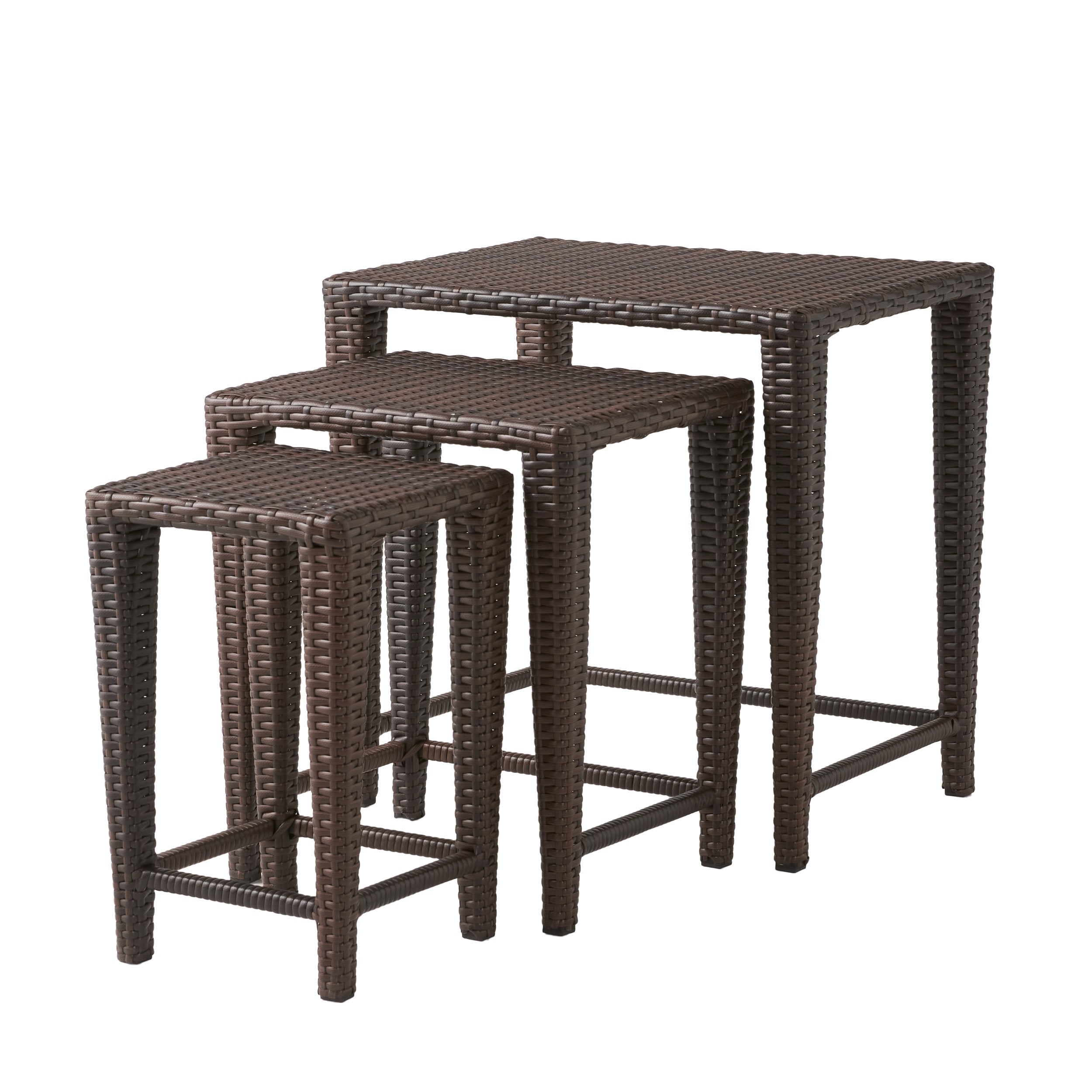 Wicker Multi-brown Nesting Tables - image 5 of 5