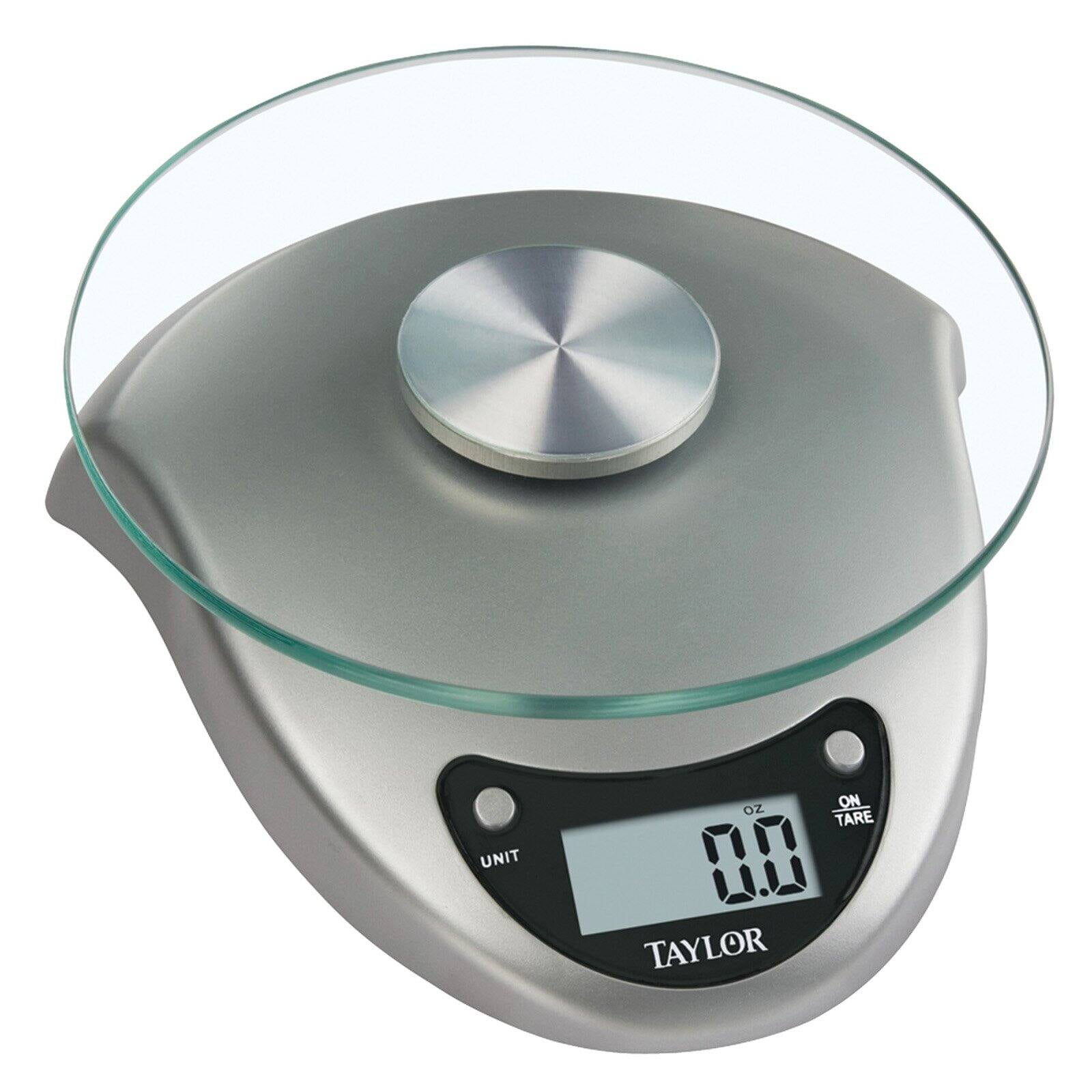 Taylor 6.6 Pound Digital Kitchen Scale with Glass Platform Silver 
