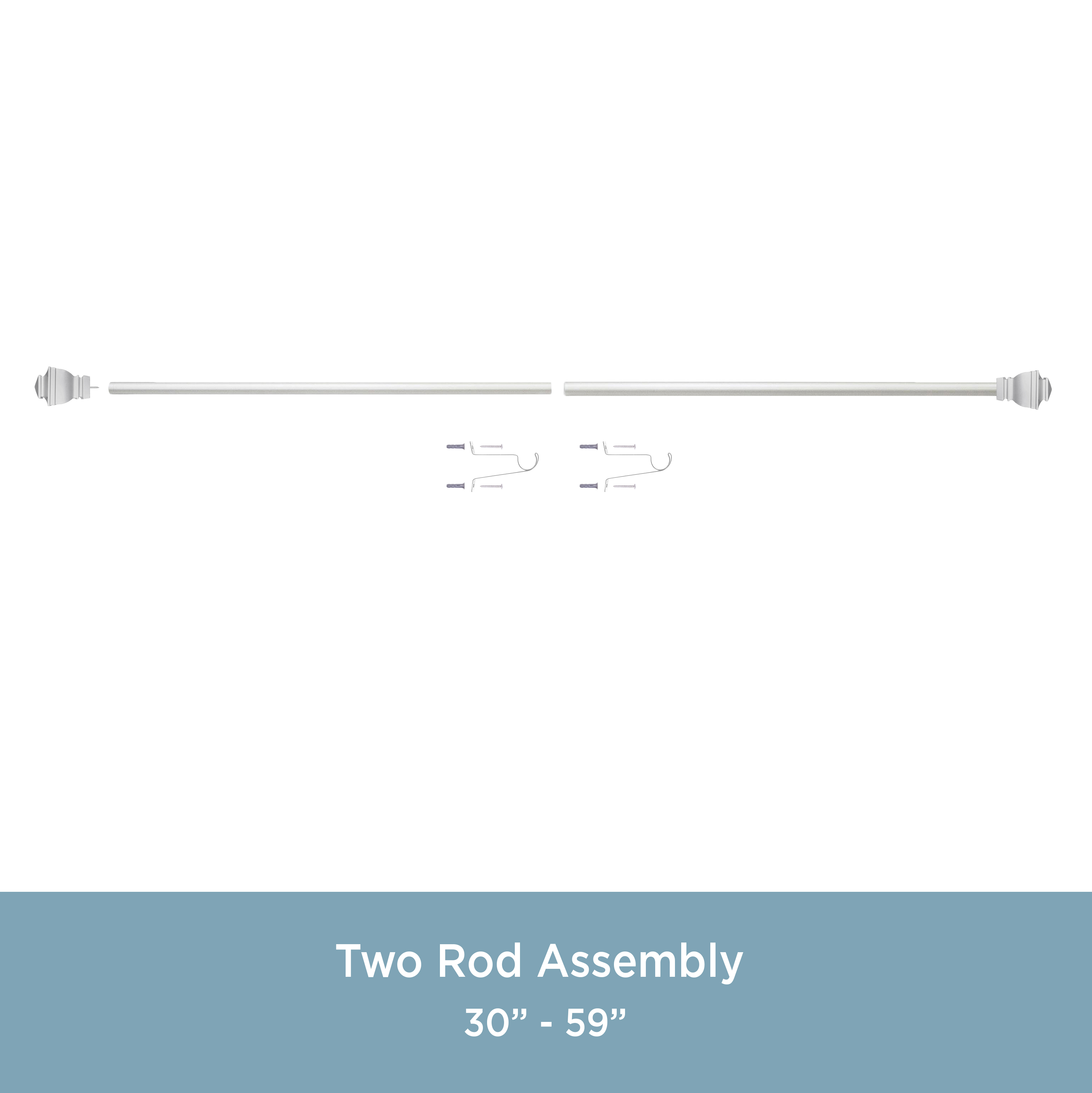 Kenney Riley Adjustable Window Curtain Rod, 30-84 Inch, Satin Nickel Finish