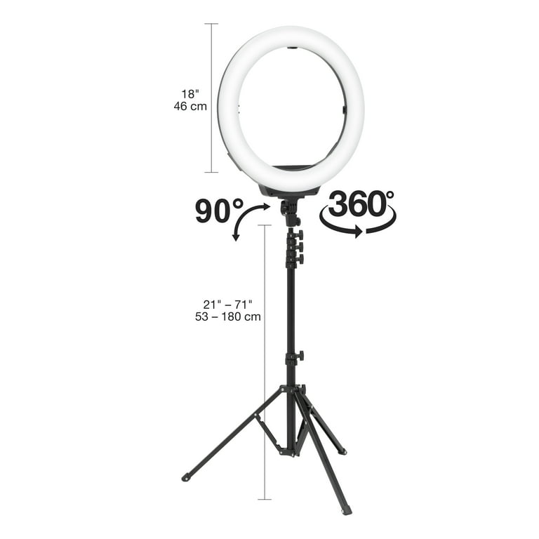 Artograph 18 LED Selfie Ring Light with Tripod Stand Phone Clamp for Live Stream Makeup YouTube Video Dimmable Color Temperature Control with
