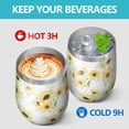 thumbnail image 4 of 12oz Stemless Wine Tumblers White Sunflower Vacuum Insulated Stainless Steel Travel Tumbler Cups Mug with Lid and Straw for Champaign,Cocktail,Beer with Cleaning Brush, 4 of 5