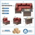 thumbnail image 7 of ELPOSUN Patio Furniture Set, Outdoor Patio Furniture Wicker Sectional Furniture Couch Set, 5 Pieces Outdoor Sectional Sofa with Fire Pit Table, Outdoor Patio Furniture Set for Porch (Burgundy Red), 7 of 7