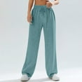 thumbnail image 2 of Hearthz Women's Wide Leg Sweatpants High Waist Baggy Flared Pants Drawstring Athletic Joggers Sweat Pants Mint Green,L, 2 of 6