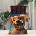 thumbnail image 5 of Rocae Blue Sky Cute Dog Print Christmas Drawstring Linen Gift Bag with Drawstrings Treat Bag Goody Present Bags for Christmas Party Favor, 5 of 8