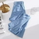 thumbnail image 1 of Pantalones casuales para mujer, jeans Tencel, diseño fino para mujer, cintura alta, sensación de caída, pantalones casuales de pierna ancha de seda de hielo de primavera y otoño, personalidad, 1 of 5