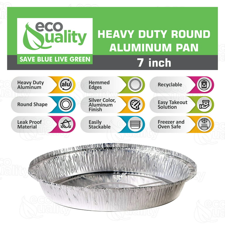 7 Inch Square Aluminum Pans (15 Pack) | Non-Stick Reusable Foil Pans |  Leak-Proof Heavy Duty Disposable Pans | Freezer, Microwave, Oven-Safe Foil  Tins