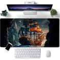 thumbnail image 1 of Pirate Ship Black Desk Mat XXL Large Gaming Mouse Pad, Extended Mousepad, Big Laptop Computer Mouse Keyboard Mat, Office Desk Decor Accessories, 31.5x15.7 Inch, 1 of 6