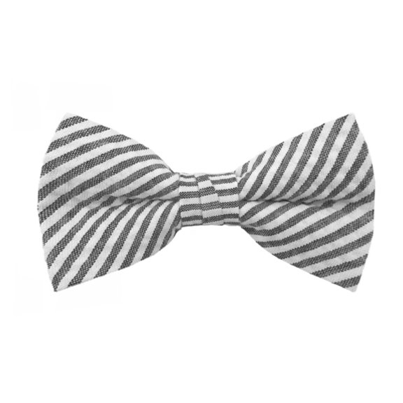 Jacob Alexander Men's Seersucker Striped Pattern Pre-Tied Clip-On Bow Tie - Black