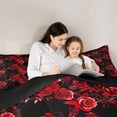 thumbnail image 5 of Manfei Fashion Red Rose Queen Comforter Set for Adult, Flower Floral Bedding Sets, Romantic Anniversary Reversible Bedding Comforter Set, Breathable Home Decor, 3 Pieces, 5 of 9