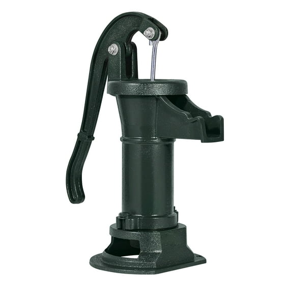 KFFKFF Antique-Style Cast Iron Hand Water Pump, 25 ft Max Lift, Manual Operation, 1-1/4 in NPT Connection, Ideal for Outdoor Gardens, Ponds, Backyards, and Farms, Green