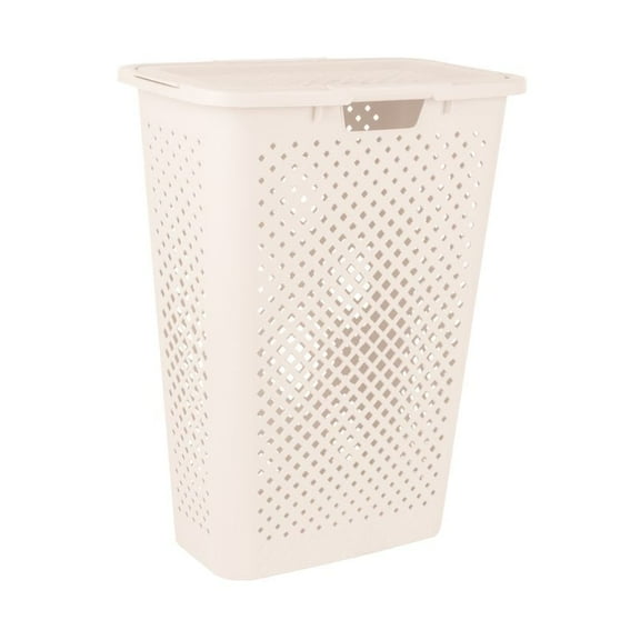 Superio Gradient Hamper with Lid - 45L, Modern Design, Perforated, Slim & Sturdy, Ergonomic Handles - Cream