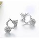 thumbnail image 4 of Sparkling Ball Cute Kitty Round Cut CZ Cute Cat Silver Plated Earrings, 4 of 5