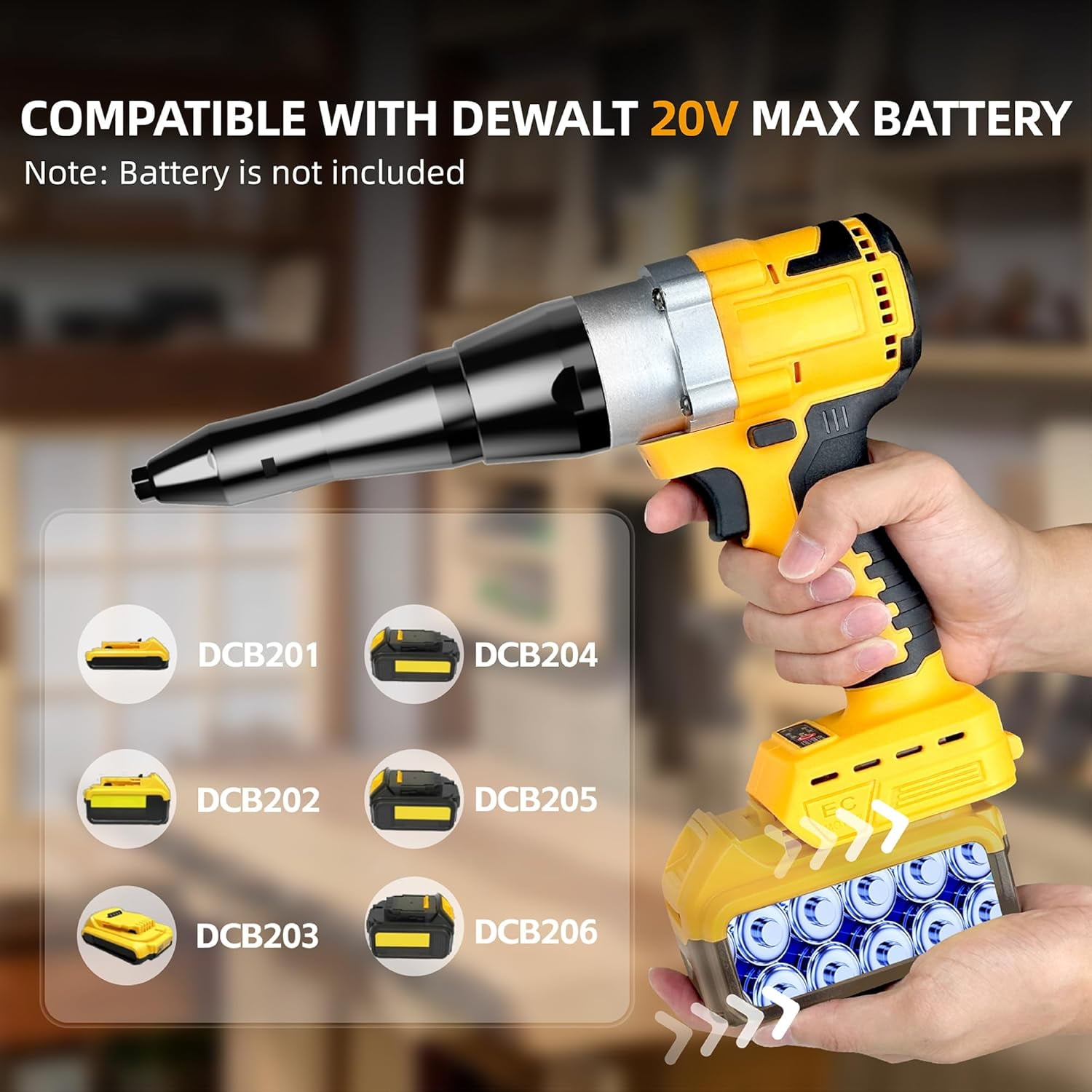 Cordless Rivet Gun,Dewalt 20V Max Battery Compatible (No Battery), Electric Rivet Gun, Brushless Pop Rivet Gun Tool for Rivets 1/8'' 5/32'' 3/16''