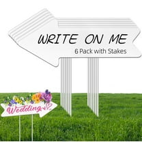 NOGIS 6 Pack Blank Arrow Signs with Stakes 17 x 6 inches Wedding Directional Yard Signs with Stakes, This Way Arrow Yard Signs Birthday Party Signs