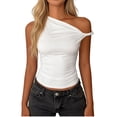 thumbnail image 2 of FengLS Womens One-Shoulder Tops 2026 Fashion Fitted Crop Tops Twisted Knot Sleeveless Tank Tops for Party & Streetwear, 2 of 6