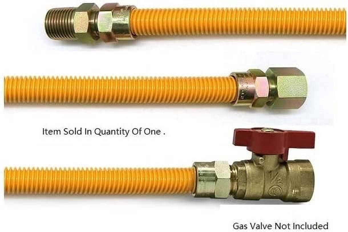 GraceHome-US 18-Inch Yellow Epoxy Coated SS Corrugated Gas Flex Connector (3/4" MIP x 3/4" FIP, 5/8" OD) - Flexible Natural Gas Line for Water Heater, Range, Dryer, Stove, Grill
