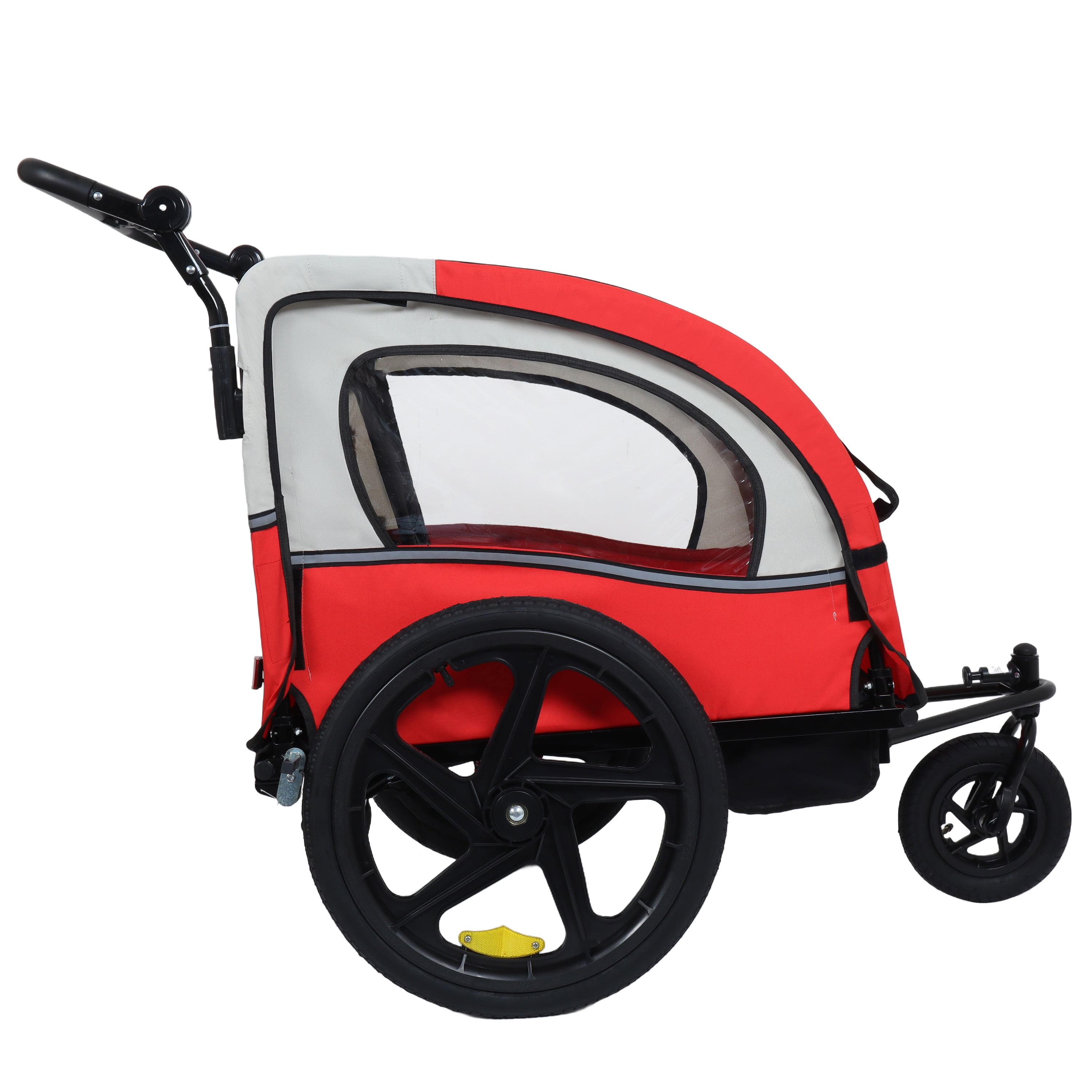 Olurrisa 2-in-1 Double 2 Seat with 5-point safety harnesses Bicycle Bike Trailer Jogger Stroller for Kids Children Foldable Collapsible w/Pivot Front Wheel, Storage Bag