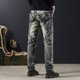 thumbnail image 5 of Pantalones vaqueros elásticos de estilo hip hop para hombre, estilo coreano, holgados, rectos, originales, informales, de tiro bajo, lavados, talla XL, 5 of 5