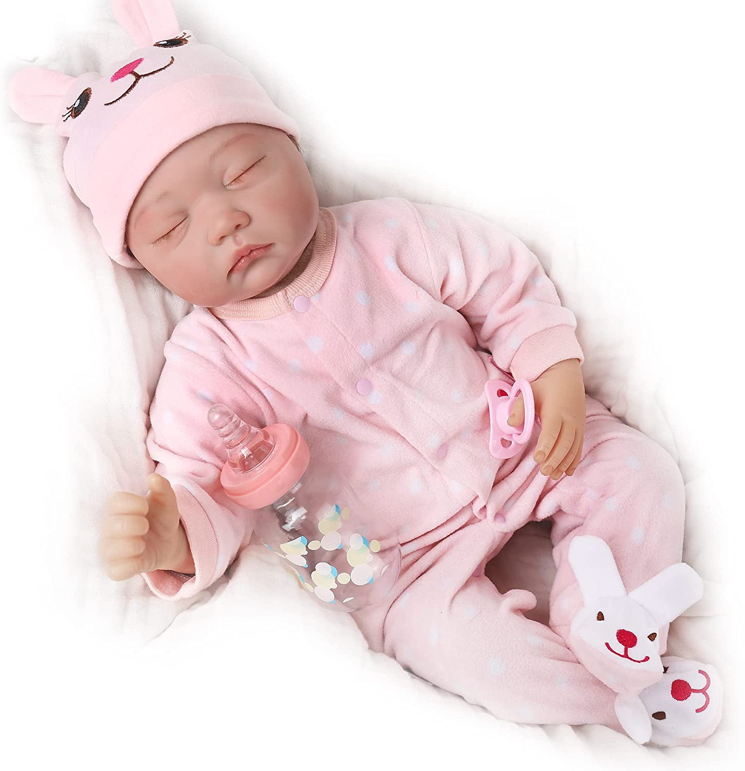 Reborn Baby Dolls 22 inch Lifelike Sleeping Baby Doll Silicone Weighted Realistic Newborn Dolls Toy Gift Set for Children Age 3+ 