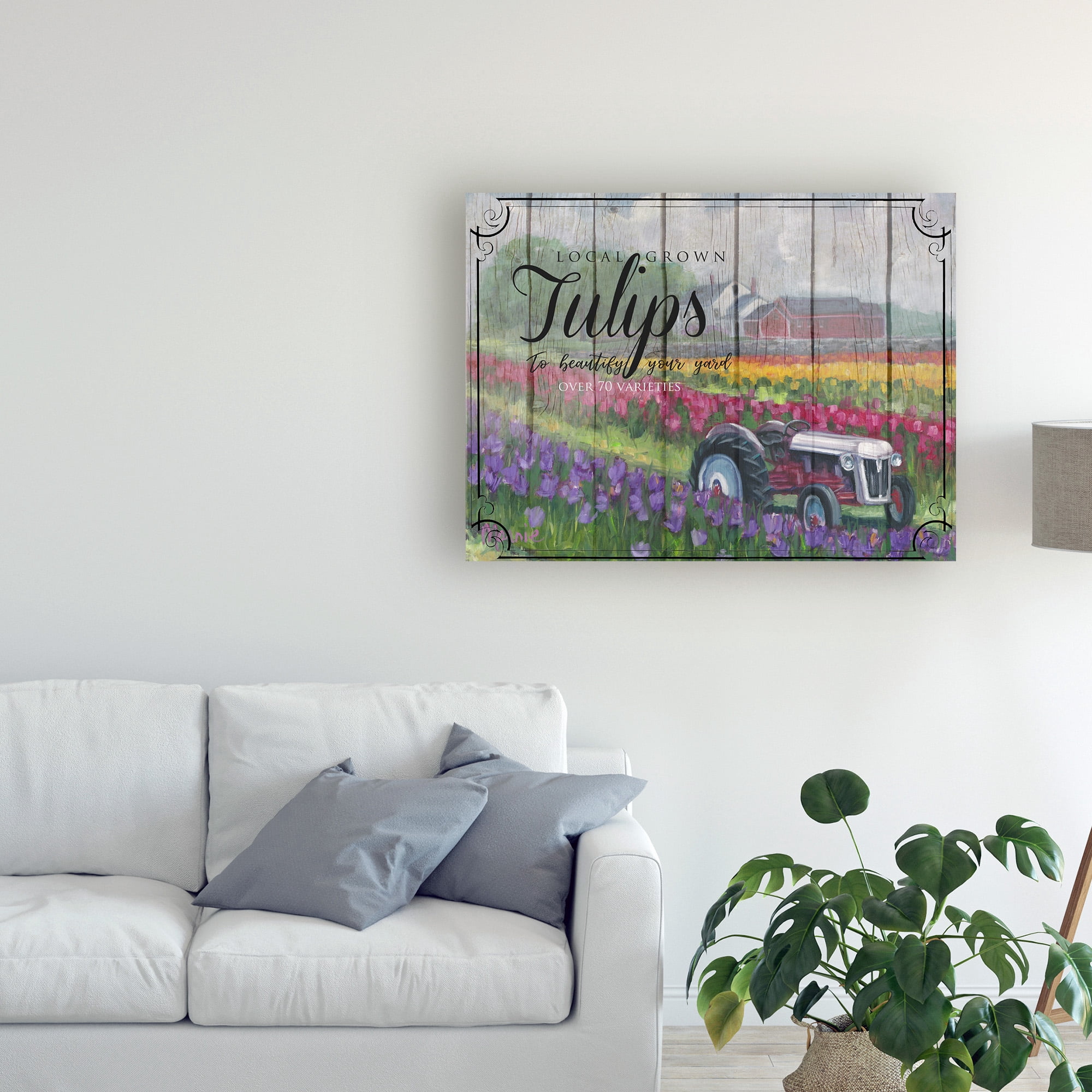 Tractoring Through The Tulips' Canvas Art by Marnie Bourque