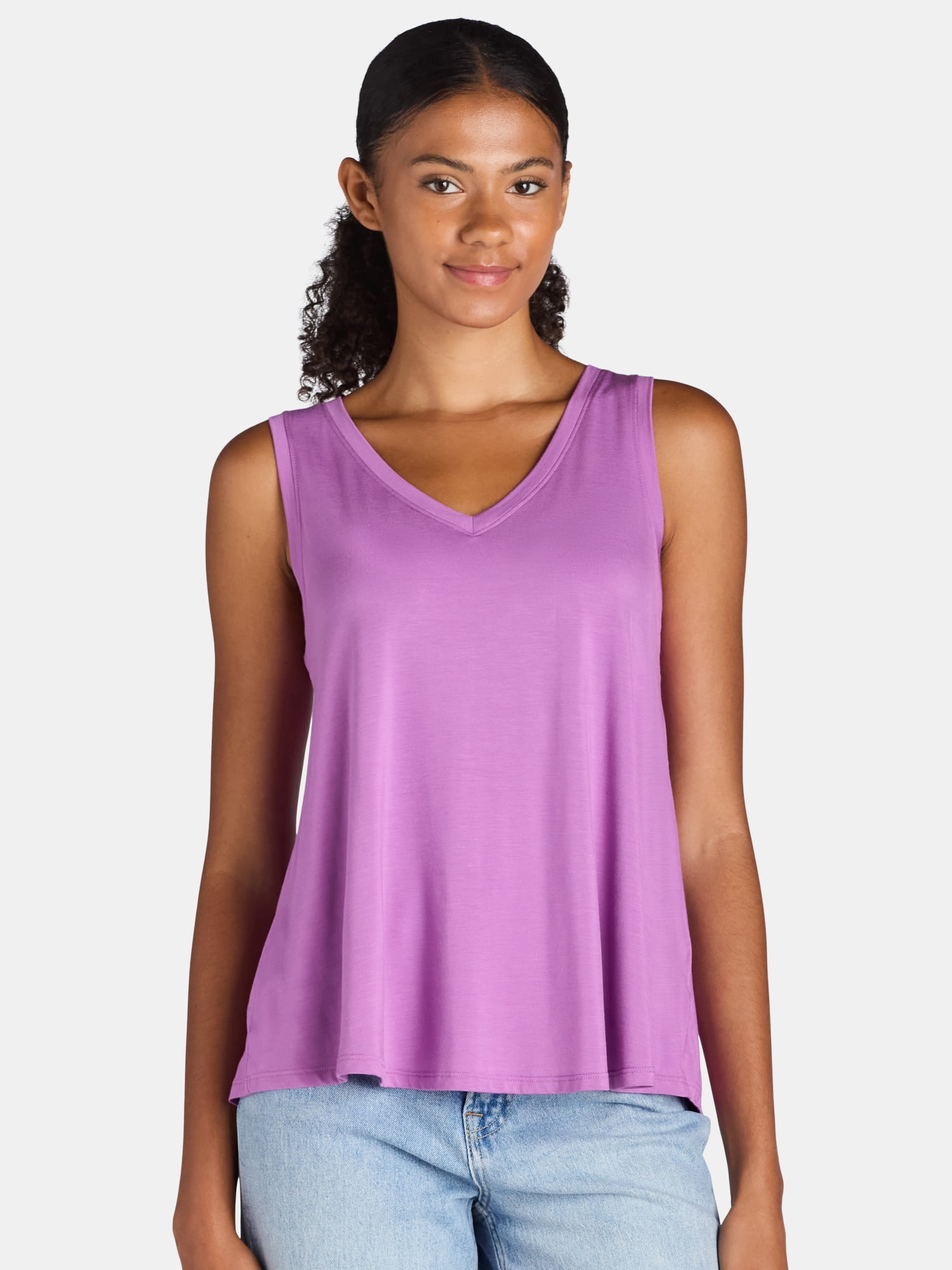 Time and Tru Women's High Low Tank Top, 2-Pack, Sizes XS-XXXL