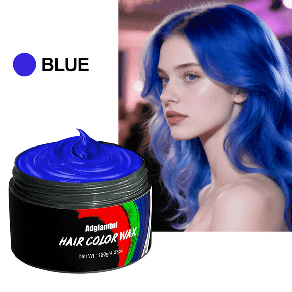 Adglamful Hair Color Wax - Temporary Hair Dye for Blue Hair, Waterproof, Long-Lasting, Natural Finish - 120g (4.23oz)