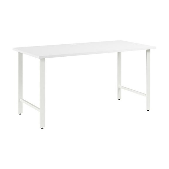 Pemberly Row 60W x 30D Computer Desk with Metal Legs in White - Engineered Wood