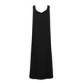 thumbnail image 4 of Summer Dress Saving! Jerdar Dress for Women Solid Leisure Pockets Button Cotton Linen Round-Neck Sleeveless Dress Black XL, 4 of 5